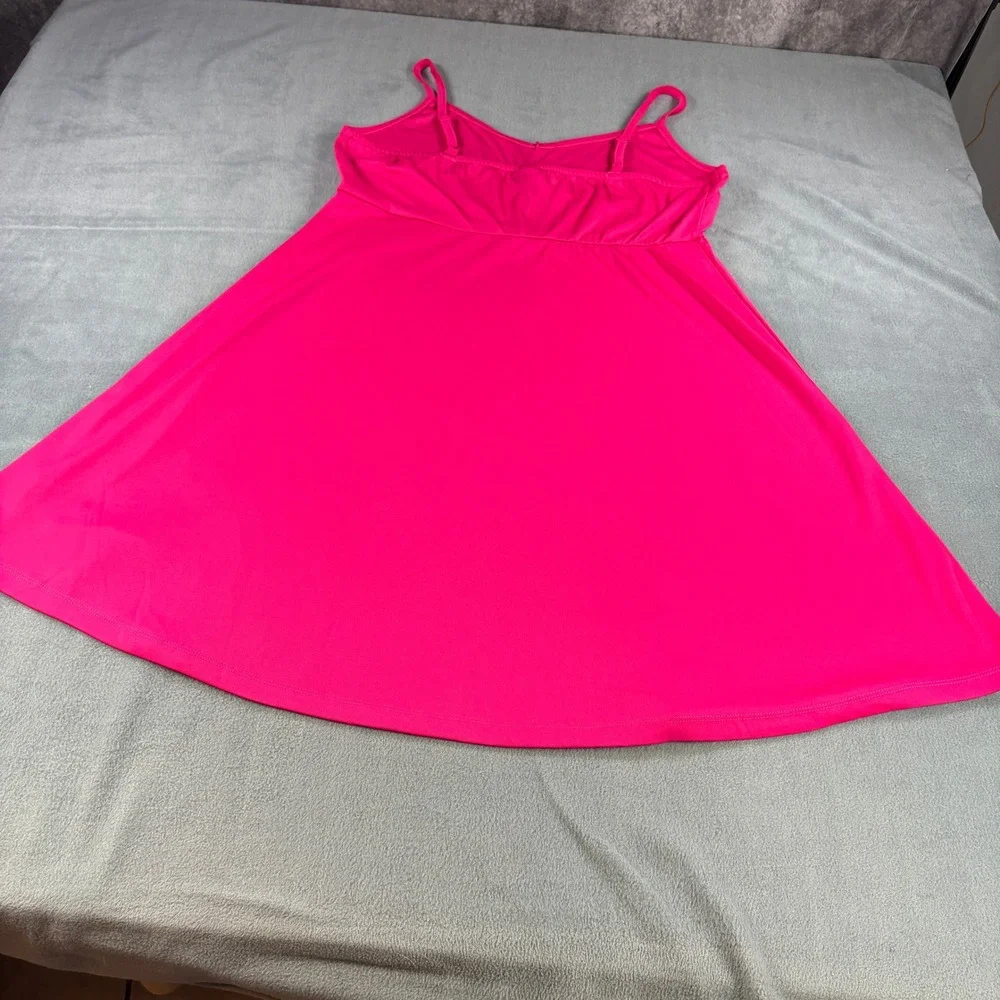 Torrid Pink Empire Waist Mini Dress Adjustable Straps Size 1 Hot Pink Sleeveless - Picture 7 of 7